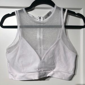 White Sheer Cropped Bra
